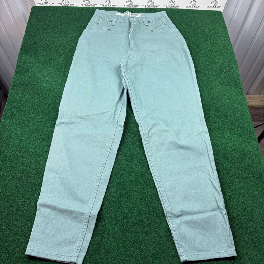 Zena Jeans Vintage High‎ Waist Relaxed Fit Jeans Size 6 Green Cotton NEW